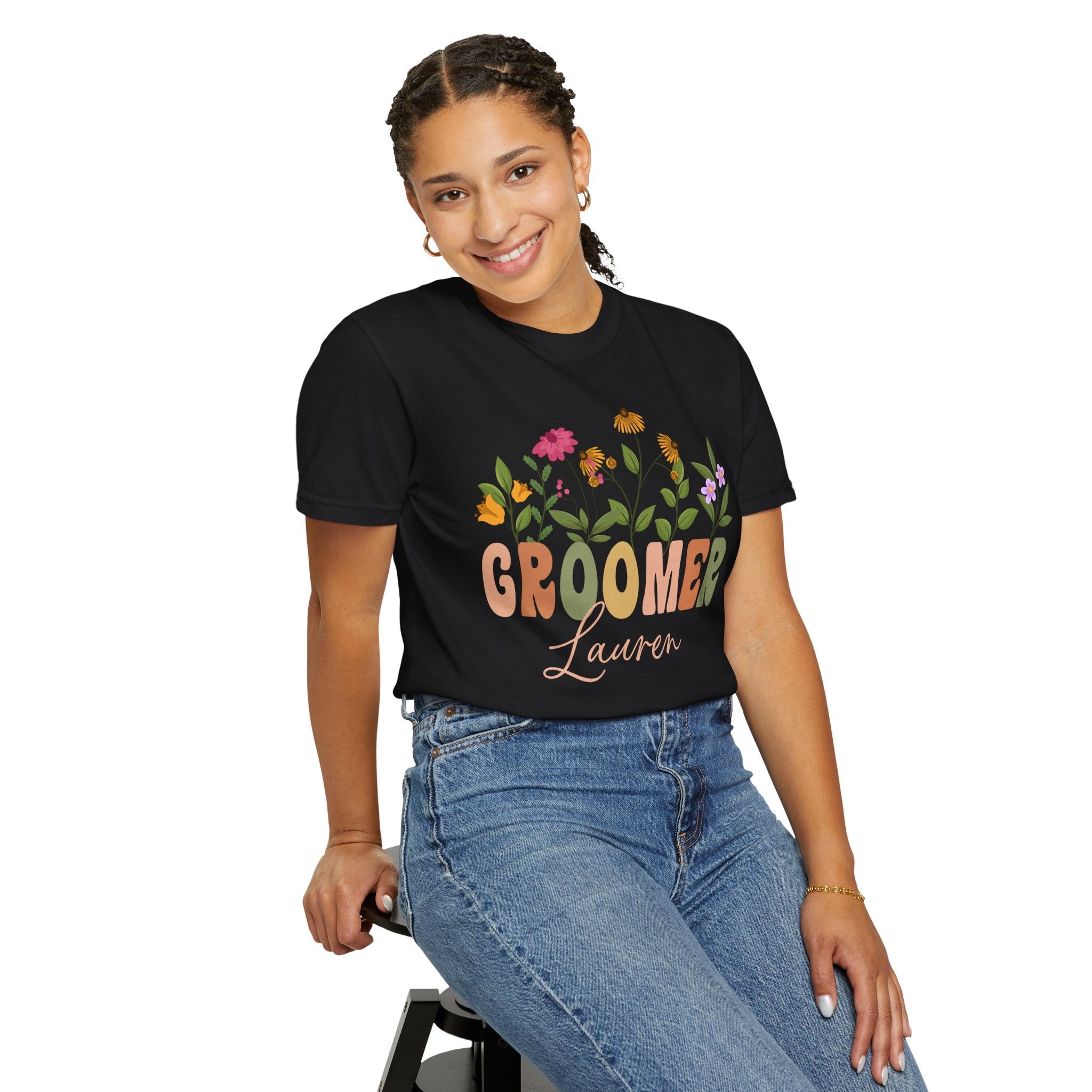 Personalized Floral Groomer Tee