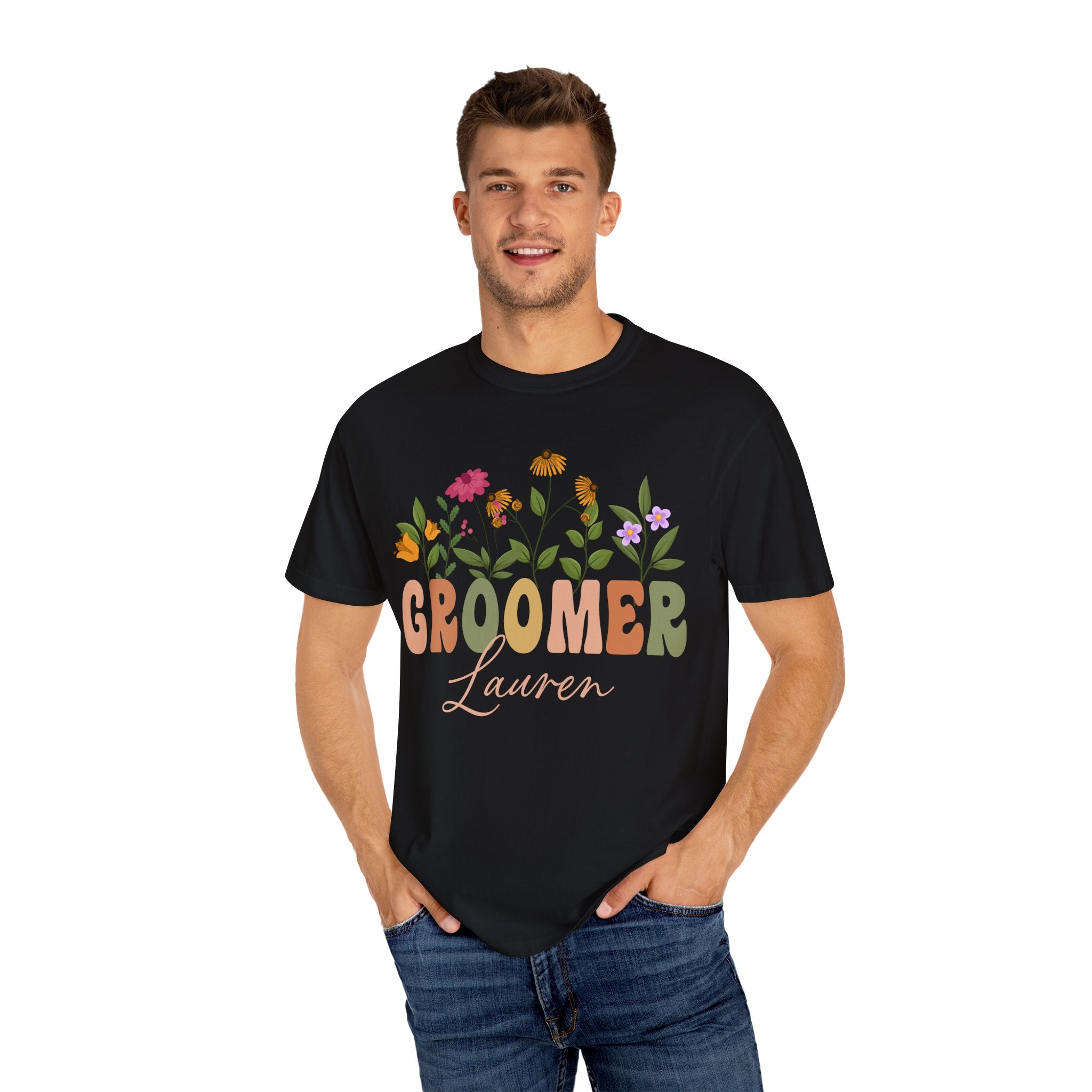 Personalized Floral Groomer Tee