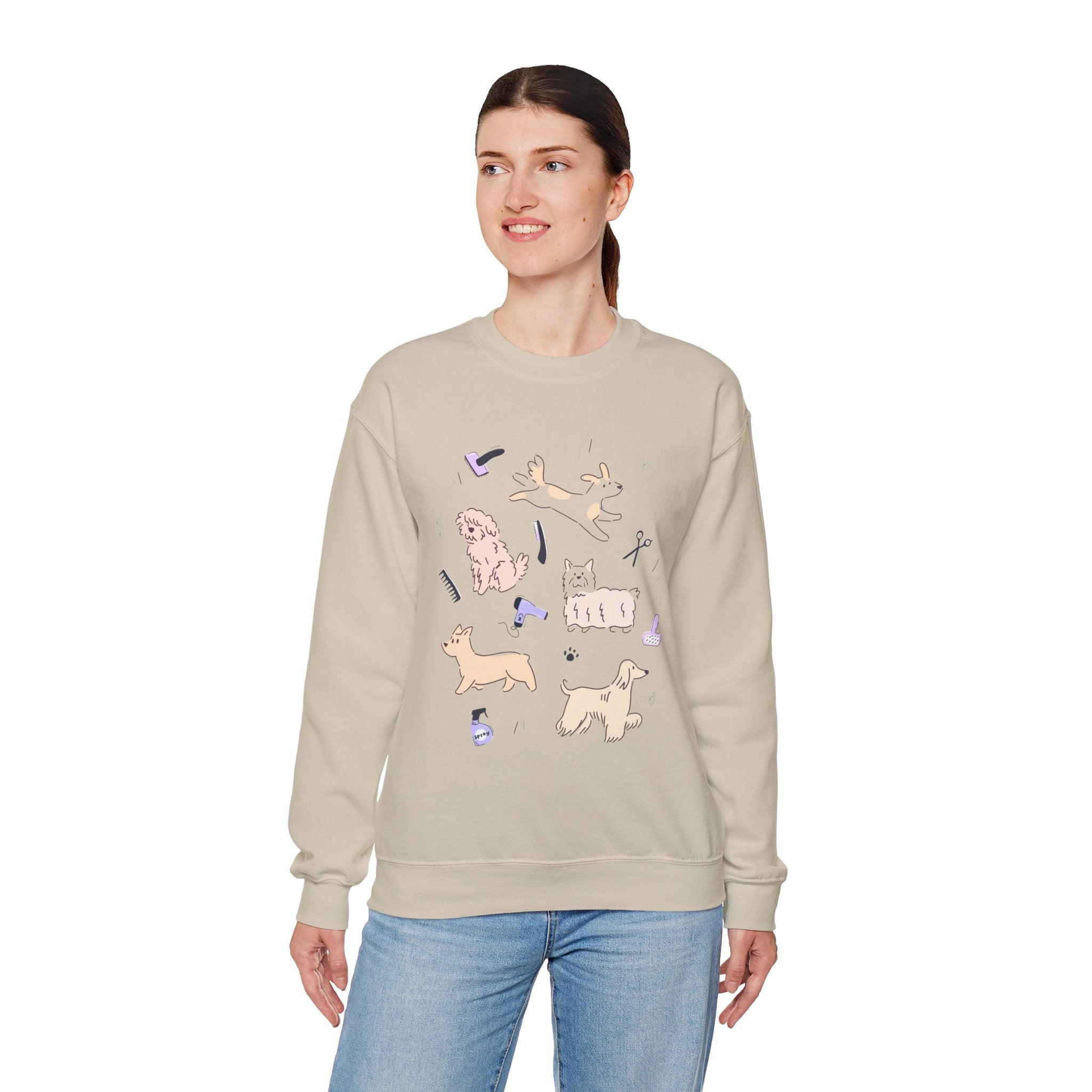 Dog Grooming Illustration Sweatshirt
